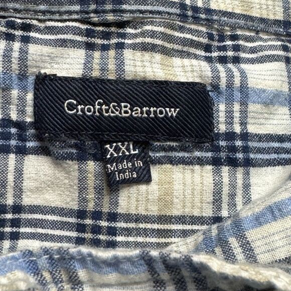 Croft & Barrow Shirt Mens XXL Quick Dry Plaid Blue Button Up Pre-owned - Picture 6 of 8